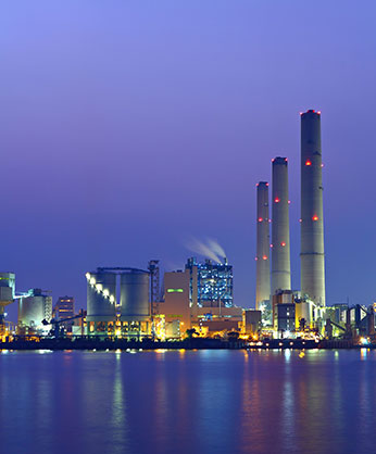 Coal power plant at dusk