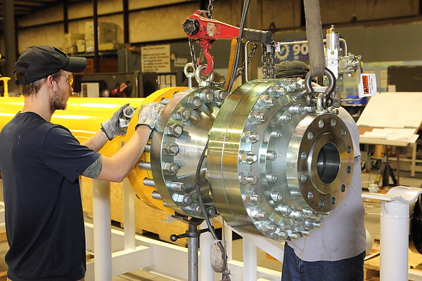 gas skids being manufactured